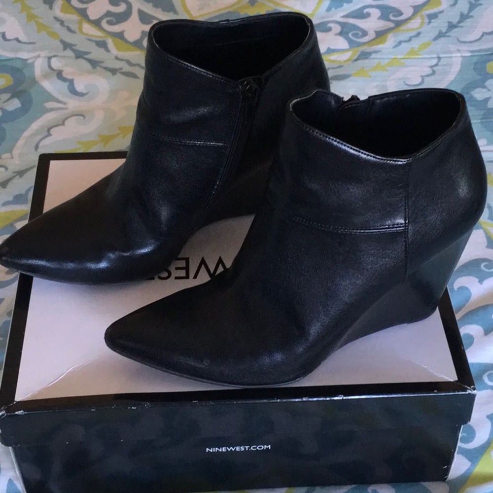 Nine West Leather Wedge Booties